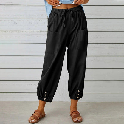 2025 Nieuwe zomerbroeken van katoen en linnen voor vrouwen, Nine Minute Pants